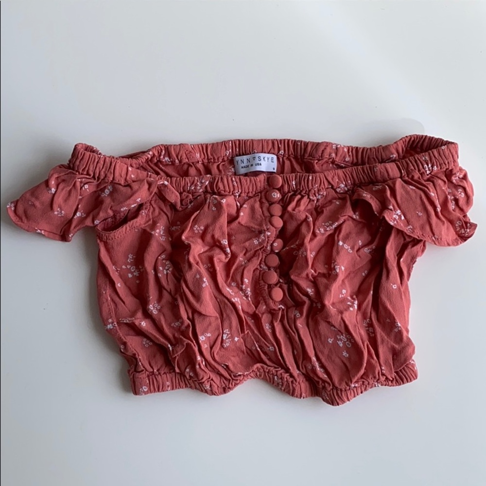 FLYNN SKYE off the shoulder crop top